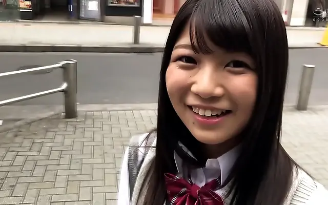 Pussyfucking cute Japanese teen in school uniform during amateur cam session