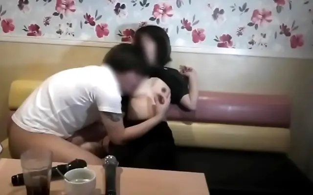 Girl gets naughty in karaoke booth sucking big dick and riding hard