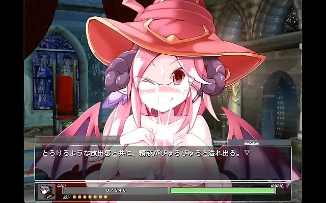 On the bed a witch succubus teases with her big tits in heat