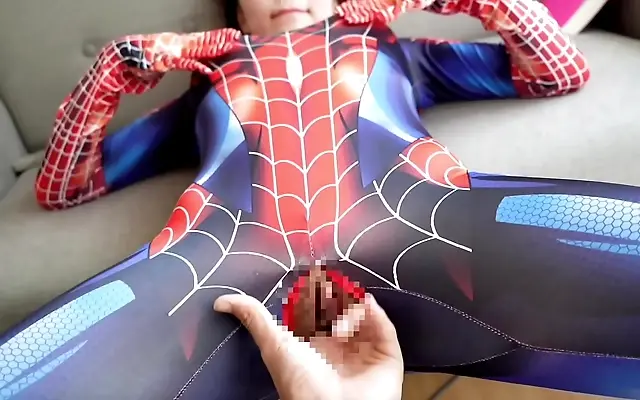 Intense Spider-Man Cosplay Session Ends in Wild Finger Fingering Orgasms
