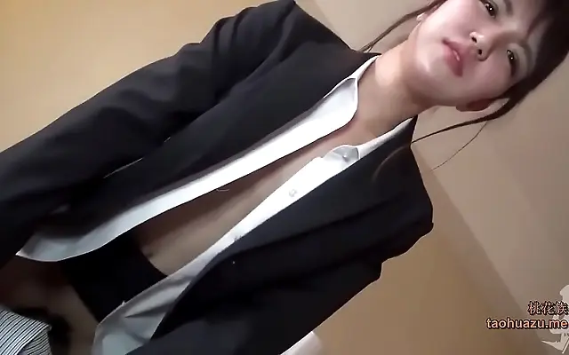 Through the bedroom window a sultry Japanese beauty strips seductively