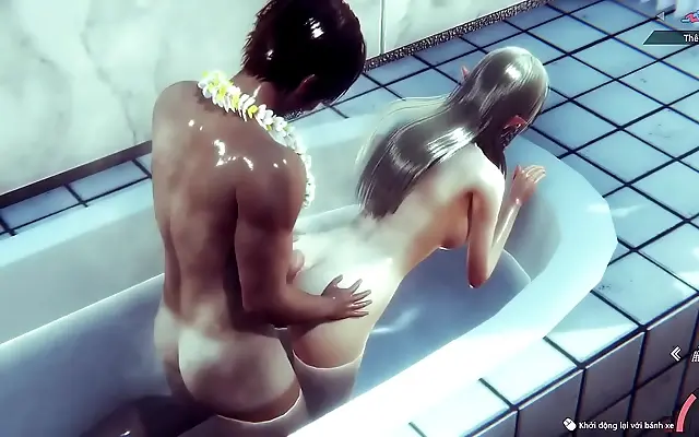 一区二区三区四区 无码 八戒 +免费 Sapphire lights highlight a sultry Japanese seductress in 3D bliss