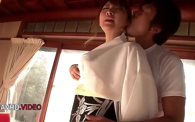 Japanese milf with a seductive tattoo teases a deepthroat blowjob before wild sex