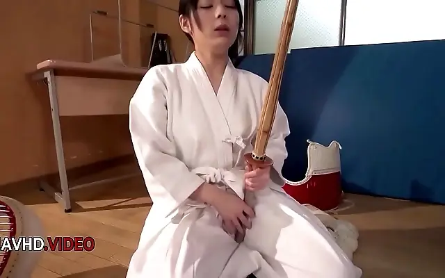 In the bedroom Asian teen Ruka Kanae teases her way to orgasm