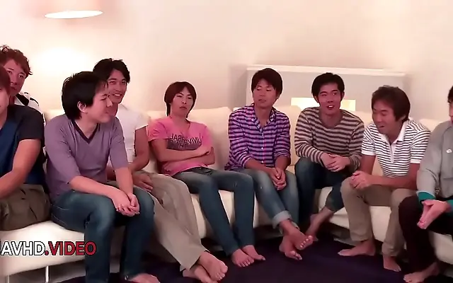 Two Hot Japanese Teens Take Turns Sucking Cock In A Wild Group Session